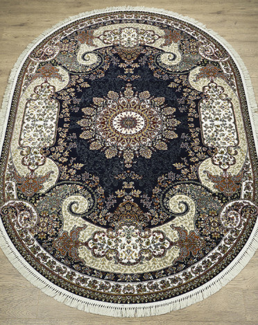 Ковер российский 25740-29733 Tabriz (PP Heatset Высокоплотный, синий) овальный