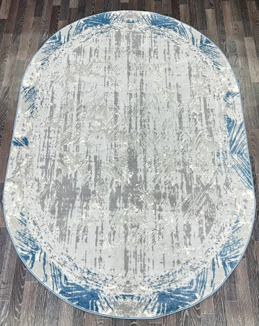 Ковер турецкий V135A Bojnord (PP Heatset Высокоплотный, серый, голубой) овальный