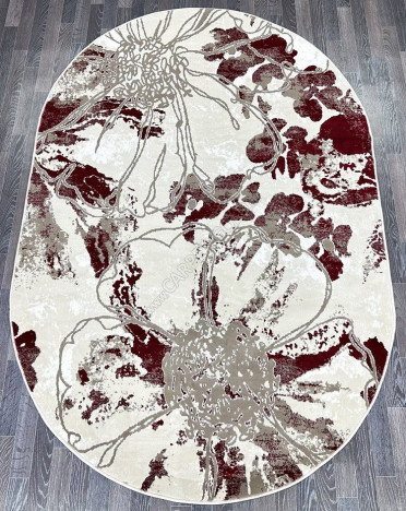 Ковер турецкий D094A Madison (PP Heatset Высокоплотный, бежевый, красный) овальный