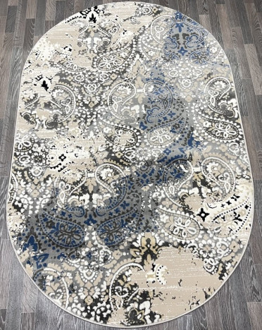 Ковер турецкий 40671A AURA (Акрил, бежевый, серый) овальный