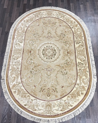 Ковер бельгийский 5054498550 KUNDUZ (Вискоза, бежевый) овальный