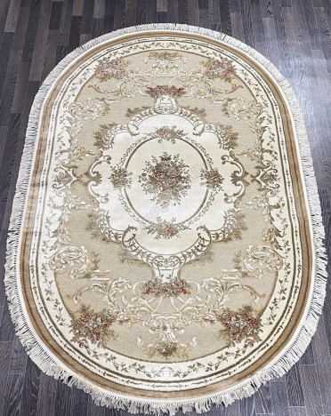 Ковер бельгийский 5133498550 KUNDUZ (Вискоза, бежевый) овальный