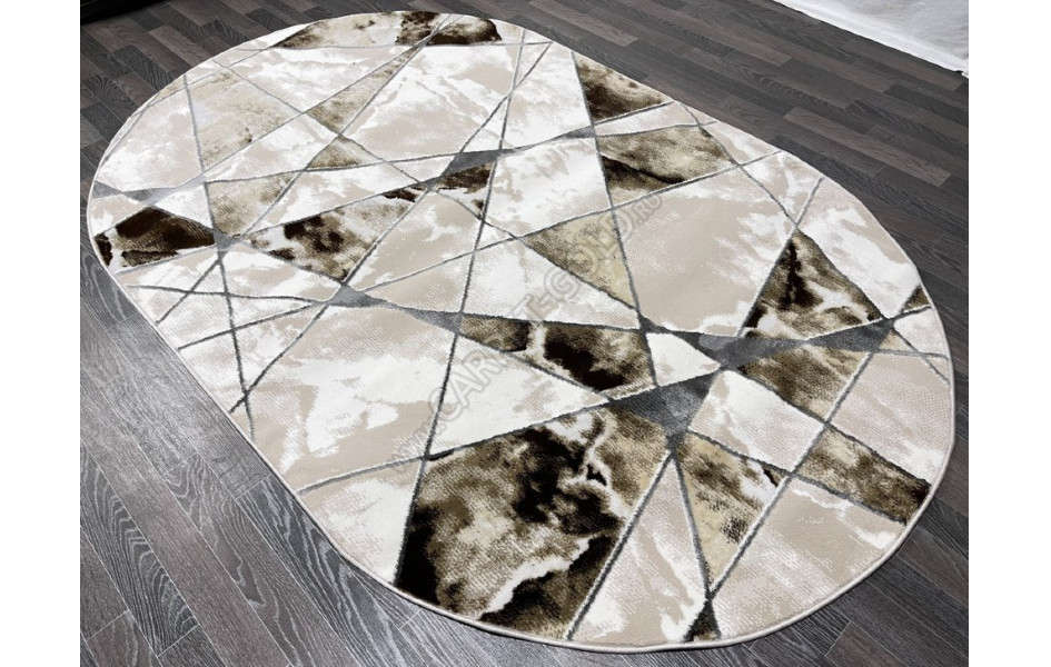 Турецкий ковер 40657B_KAHVE / VIZON ОВАЛ